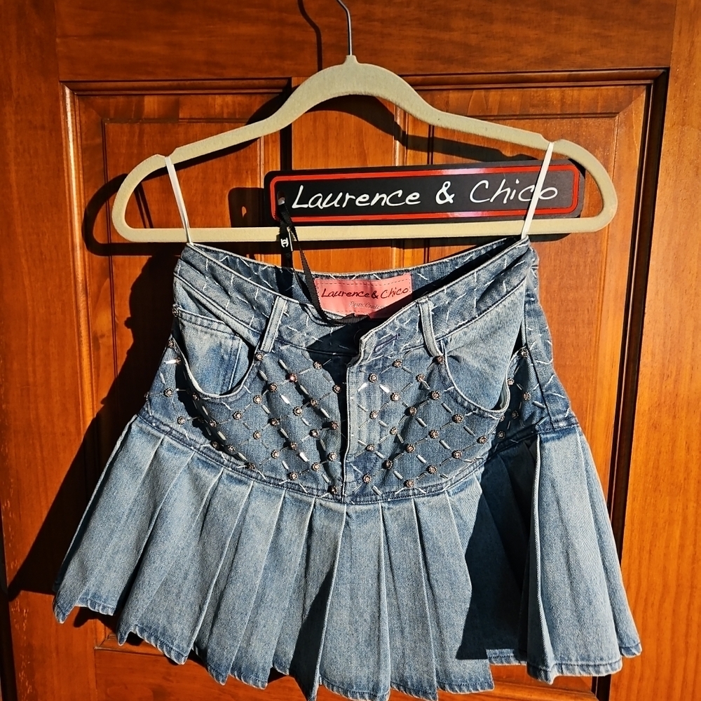 Laurence & Chico Studded Denim Mini Skirt